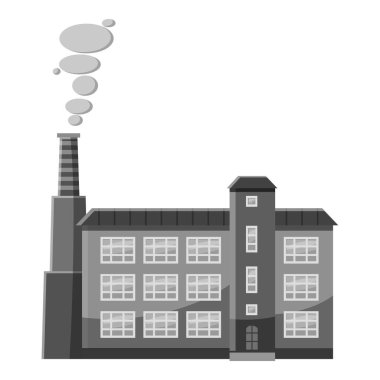 Fabrika boru simge, gri tek renkli stil