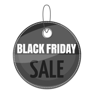 Siyah Cuma satış etiketi simgesi, gri tek renkli stil