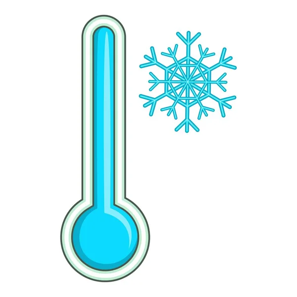 Nízká teplota ikonkou teploměru, kreslený styl — Stockový vektor