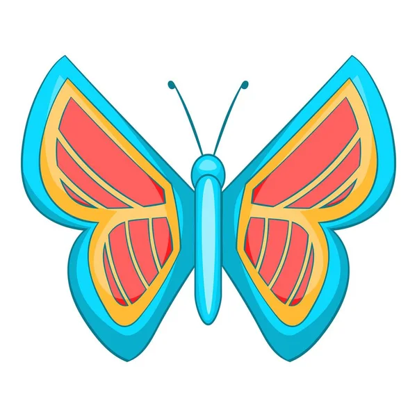 Motýl na modré a červené ikony, kreslený styl — Stockový vektor