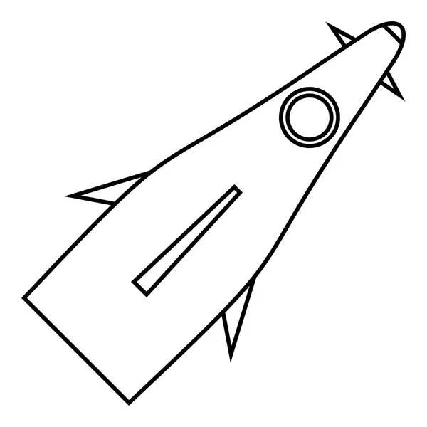 Winged rocket icon, outline style — Stock Vector