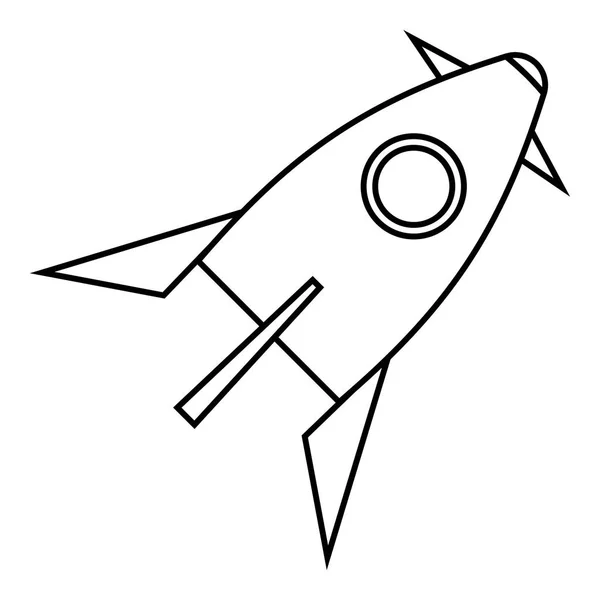 Fusée pour icône de vol spatial, style contour — Image vectorielle