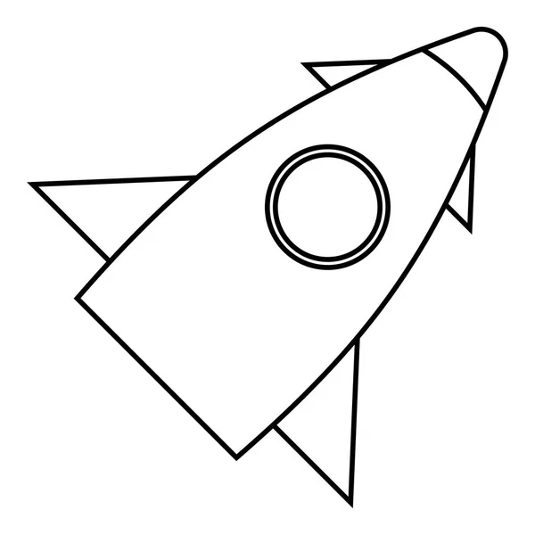 火箭与一个舷窗图标，大纲样式 — 图库矢量图片