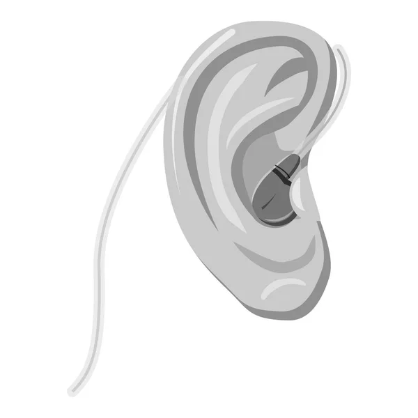 Hearing aid icon, gray monochrome style — Stock Vector