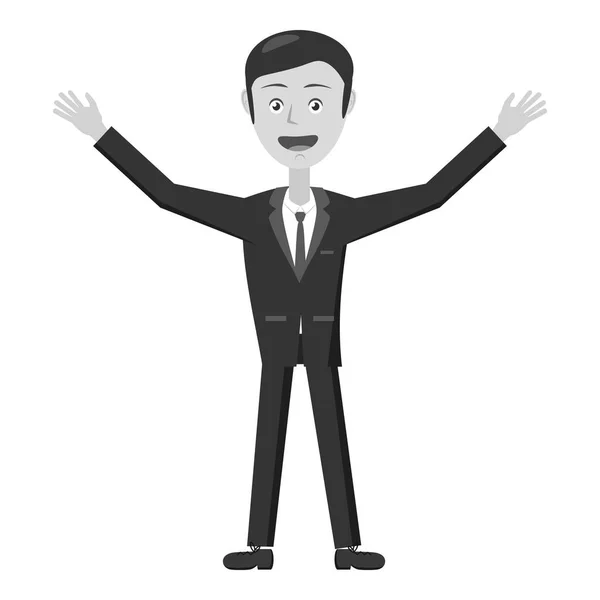 Homme d'affaires agitant l'icône de ses mains — Image vectorielle