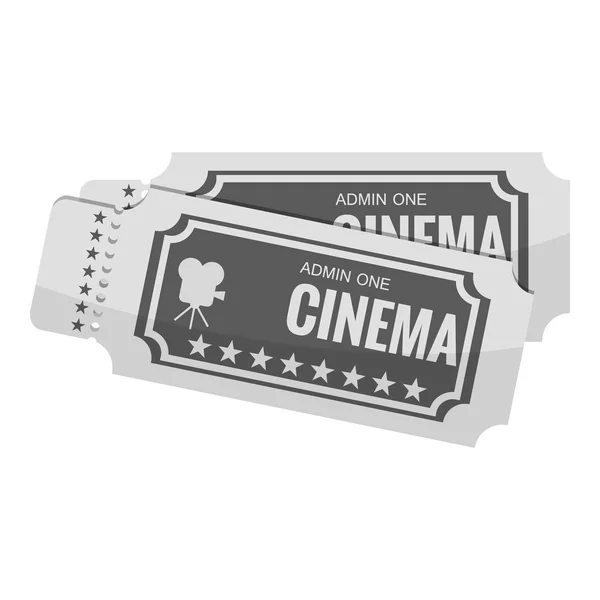 Icône de billet de film, style monochrome gris — Image vectorielle