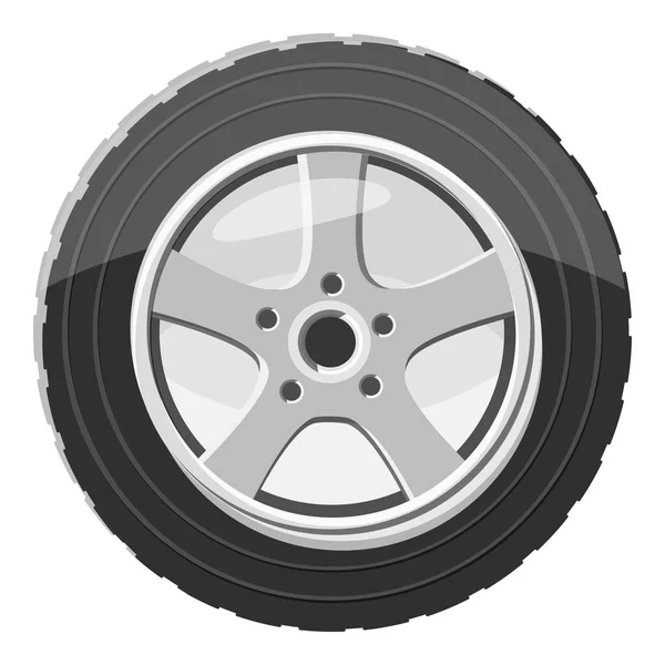 Car wheel icon, gray monochrome style — Stock Vector