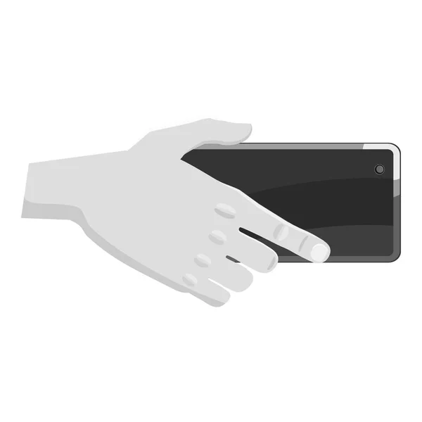 Mano sosteniendo icono del teléfono móvil — Vector de stock