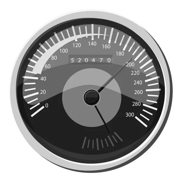 Car speedometer icon, gray monochrome style — Stock Vector