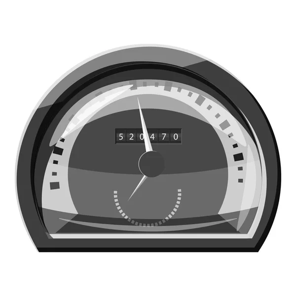 Jármű sebességmérő ikon, szürke fekete-fehér stílus — Stock Vector