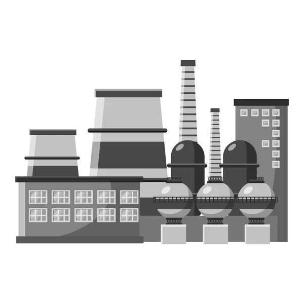 大規模な生産工場アイコン、灰色のモノクロ スタイル — ストックベクタ