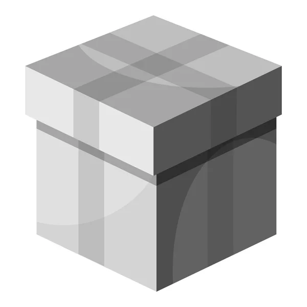 Box met deksel, grijs monochroom pictogramstijl — Stockvector