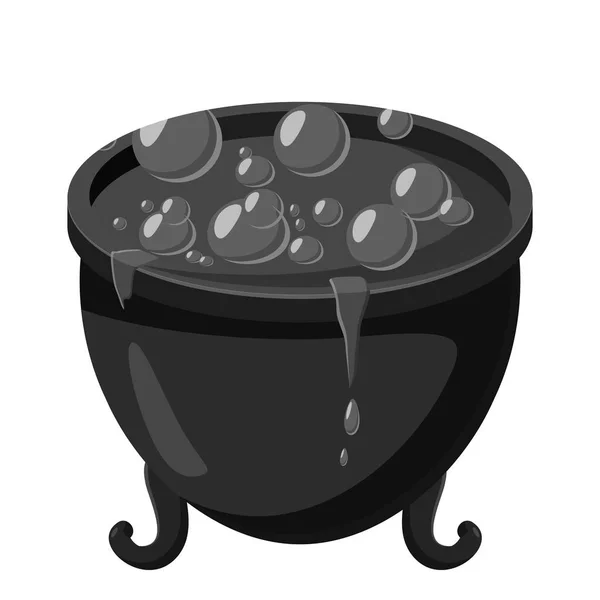 Icône de chaudron sorcière, style monochrome gris — Image vectorielle