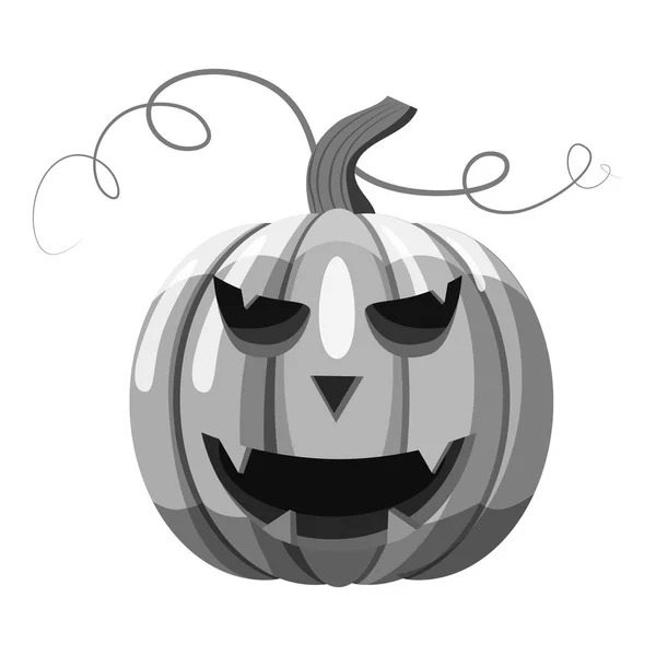 Icona di zucca di Halloween, grigio stile monocromatico — Vettoriale Stock