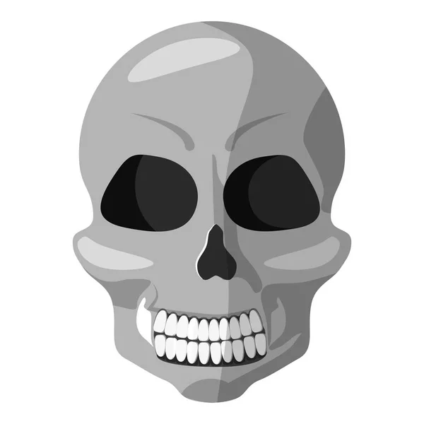 Icono de cráneo humano, estilo gris monocromo — Vector de stock