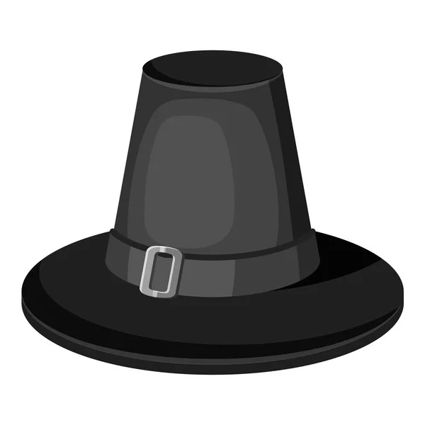 Icono de sombrero de peregrino, estilo gris monocromo — Vector de stock