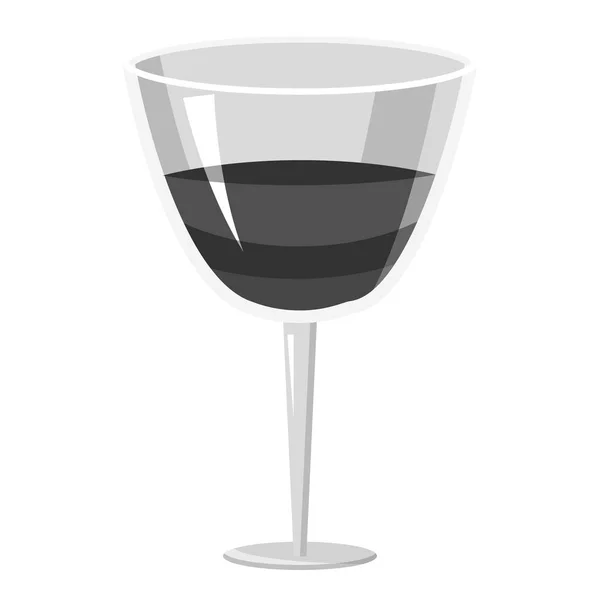 ワインのアイコンは、灰色のモノクロ スタイルのガラス — ストックベクタ