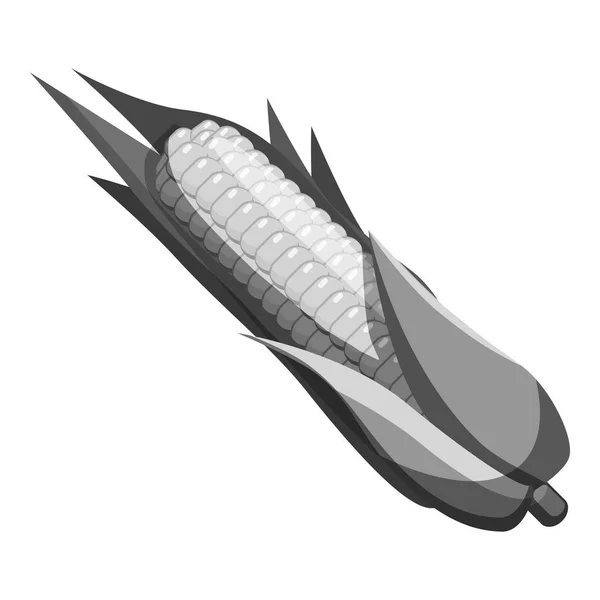 Icono de mazorca de maíz, estilo gris monocromo — Vector de stock