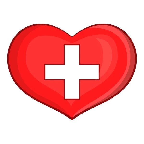 Heart with Swiss flag icon, cartoon style — Stock Vector