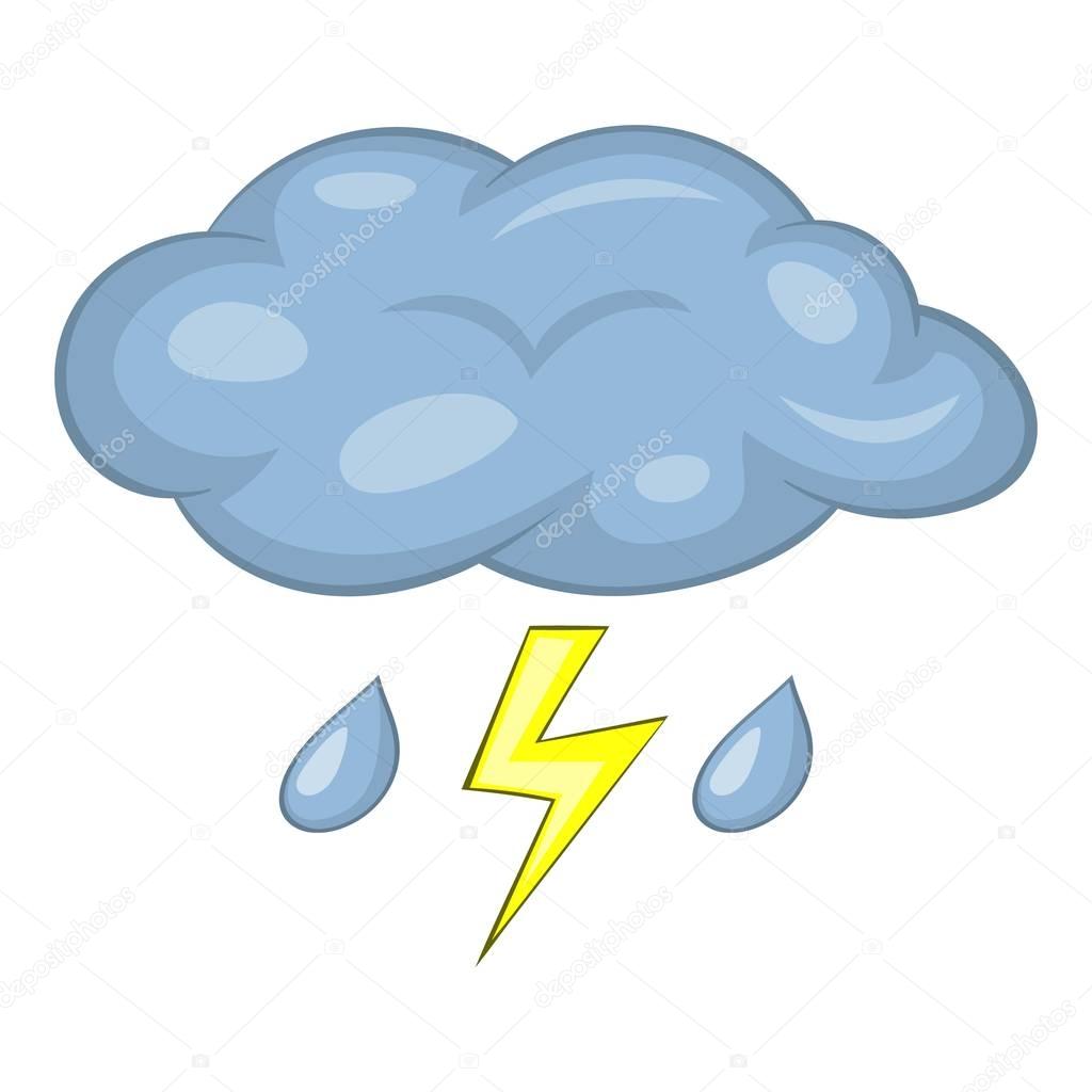 Thunderstorm icon, cartoon style