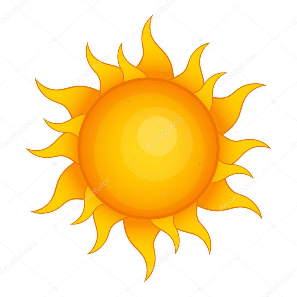 Sun icon, cartoon style