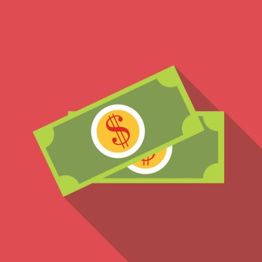 Doları banknot simgesi, düz stil