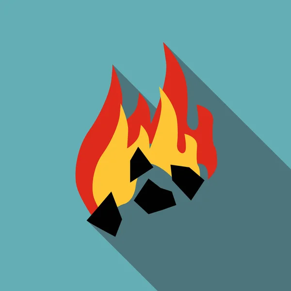 Burning icono de carbón negro, estilo plano — Vector de stock