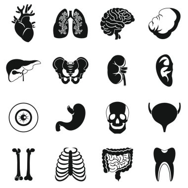 İnsan organlarını Icons set, basit tarzı