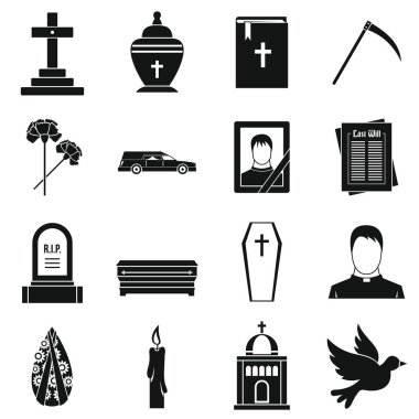 Cenaze Icons set, basit tarzı