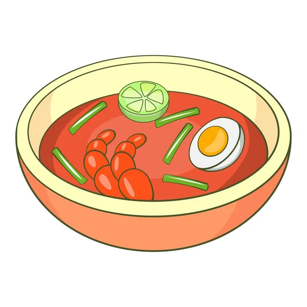 Icona zuppa asiatica, stile cartone animato — Vettoriale Stock