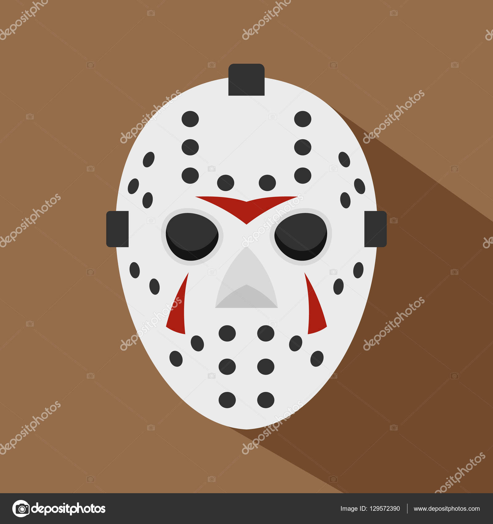 Halloween hockey mask black simple icon Royalty Free Vector