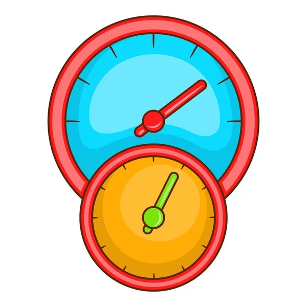 Little double speedometer icon, cartoon style — Stock Vector