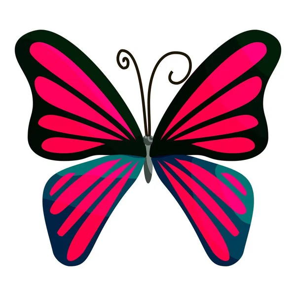 Růžový motýlí ikona, kreslený styl — Stockový vektor