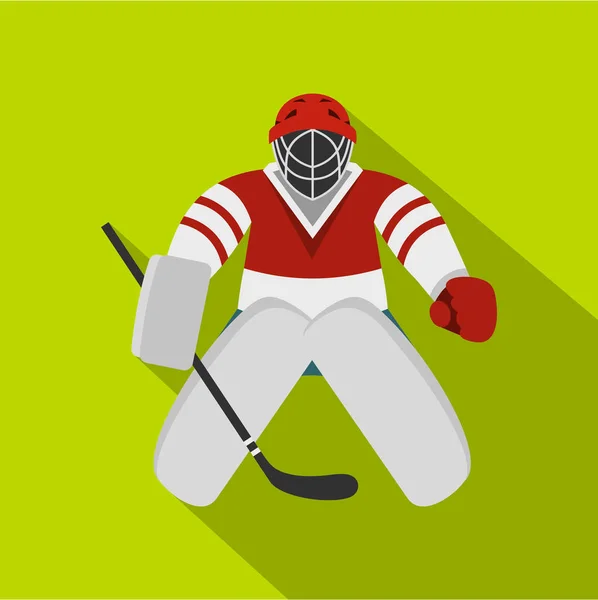 Hokej ikona bramkarz, płaski — Wektor stockowy