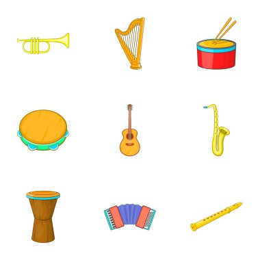 Müzik aletleri Icons set, karikatür tarzı