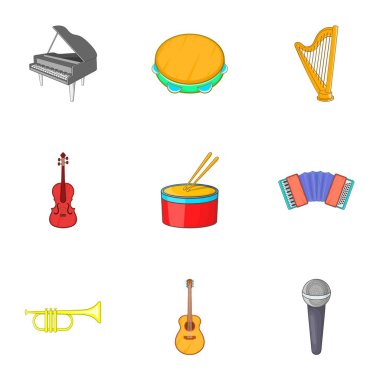 Müzik araçları Icons set, karikatür tarzı