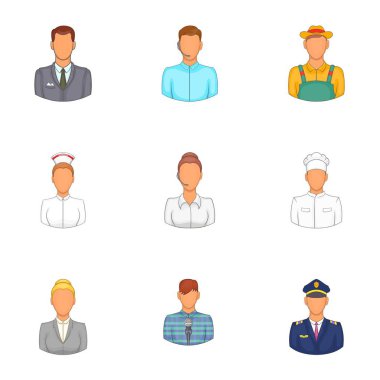 İşçiler Icons set, karikatür tarzı