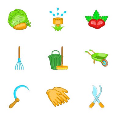 Icons set tarım, karikatür tarzı