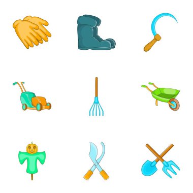 Bahçe Icons set, karikatür tarzı