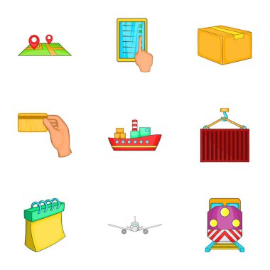 Ulaşım Icons set, karikatür tarzı