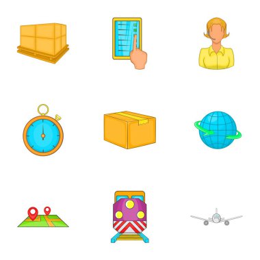 Icons set nakliye, karikatür tarzı