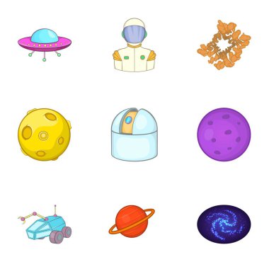 Uzay Icons set, karikatür tarzı