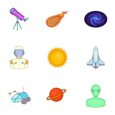 Uzaydan Icons set, karikatür tarzı