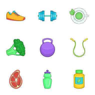 Aktif yaşam tarzı Icons set, karikatür tarzı