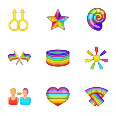 Cinsel azınlıkların Icons set, karikatür tarzı