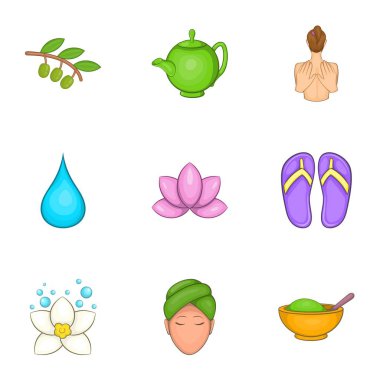Spa Icons set, karikatür tarzı