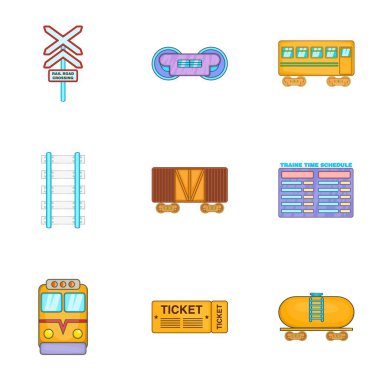 Elektrikli tren Icons set, karikatür tarzı