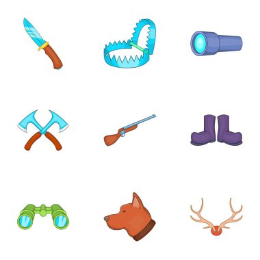 Icons set, karikatür tarzı yürüyüş