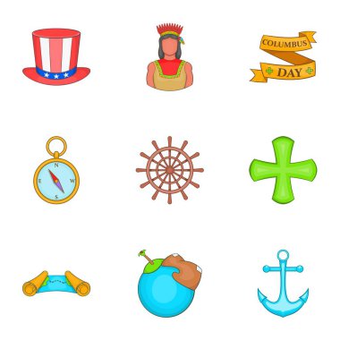 Coğrafya Icons set, karikatür tarzı