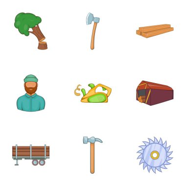 Icons set testere, karikatür tarzı